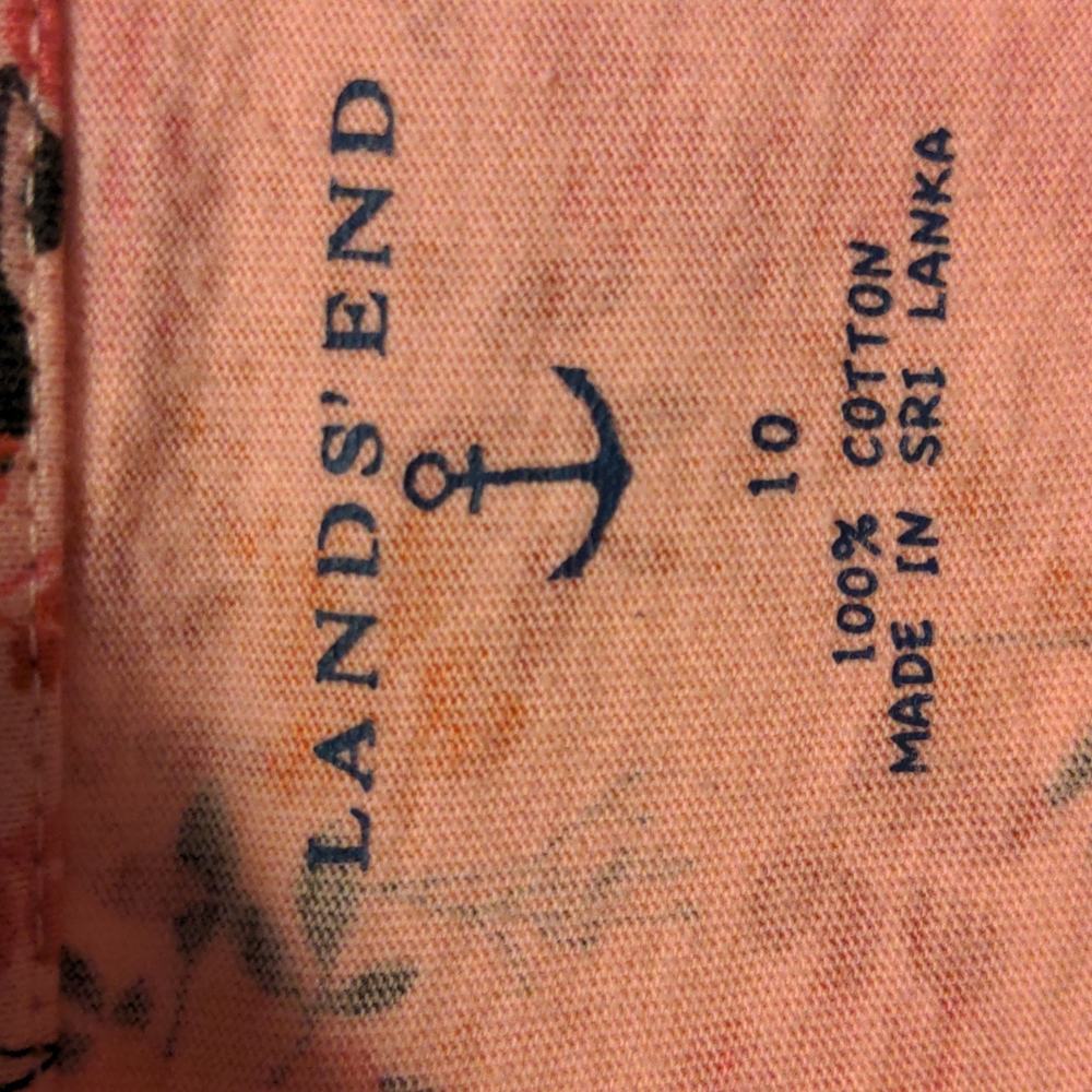 Lands End Girls Size 10 Floral Print 100% Cotton Tagless Neck One Piece Dress - Picture 6 of 7